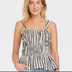 NWT French Striped Peplum Bow Tie Spahgetti Strap - Universal Thread